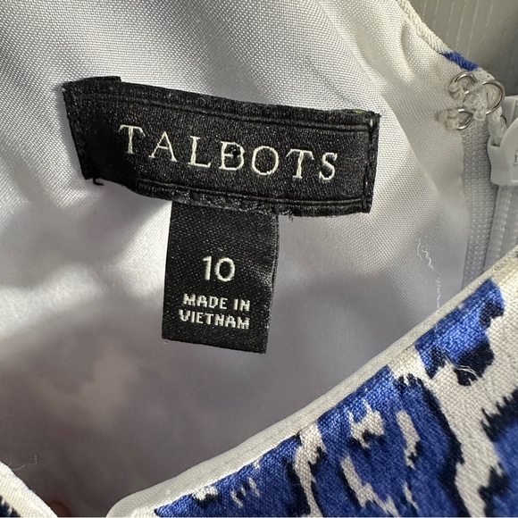 Talbots jumpsuit, size 10, blue/white, belted waist, back zip, wide leg - Picture 11 of 11